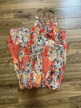 Free People Coral Floral Smocked Maxi Dress